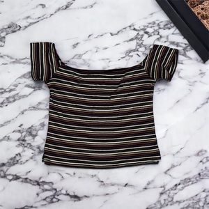 Urban Outfitters multicolor striped off the shoulder crop top